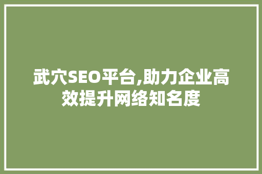 武穴SEO平台,助力企业高效提升网络知名度 GoogleSEO