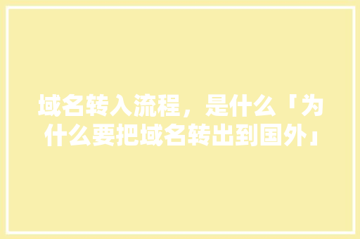 域名转入流程，是什么「为什么要把域名转出到国外」 域名转入流程，是什么「为什么要把域名转出到国外」 必应SEO