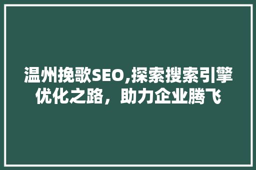温州挽歌SEO,探索搜索引擎优化之路，助力企业腾飞 搜狗SEO