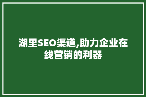 湖里SEO渠道,助力企业在线营销的利器 GoogleSEO