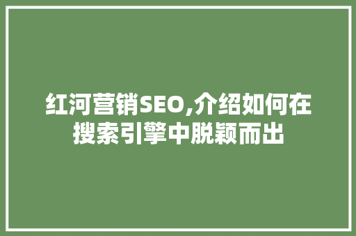 红河营销SEO,介绍如何在搜索引擎中脱颖而出 搜狗SEO