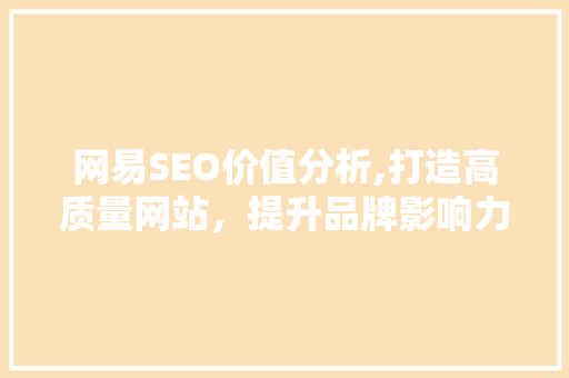 网易SEO价值分析,打造高质量网站，提升品牌影响力 GoogleSEO