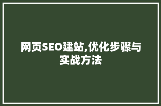 网页SEO建站,优化步骤与实战方法 GoogleSEO