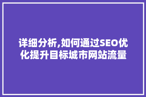 详细分析,如何通过SEO优化提升目标城市网站流量