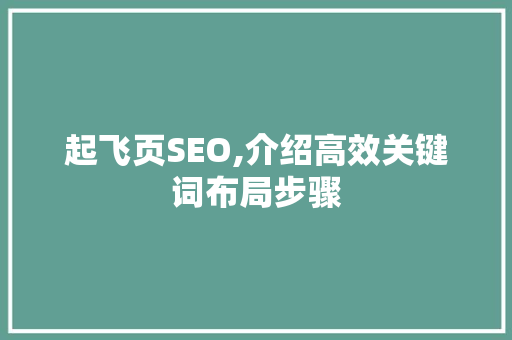起飞页SEO,介绍高效关键词布局步骤 必应SEO