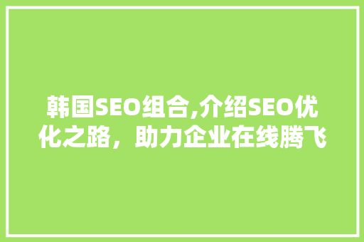 韩国SEO组合,介绍SEO优化之路，助力企业在线腾飞 必应SEO