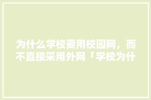 为什么学校要用校园网，而不直接采用外网「学校为什么要建网站呢」 为什么学校要用校园网，而不直接采用外网「学校为什么要建网站呢」 神马SEO