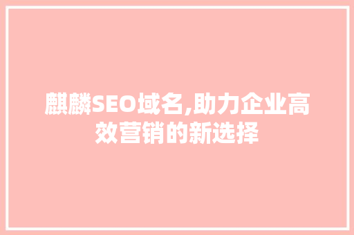 麒麟SEO域名,助力企业高效营销的新选择 必应SEO