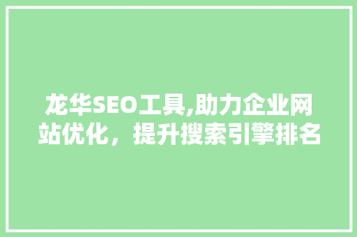 龙华SEO工具,助力企业网站优化，提升搜索引擎排名 GoogleSEO