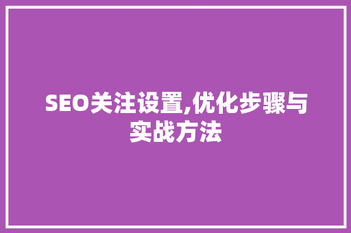 SEO关注设置,优化步骤与实战方法 GoogleSEO