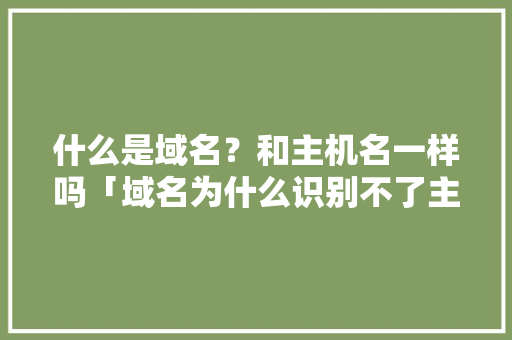 什么是域名？和主机名一样吗「域名为什么识别不了主机名」 什么是域名？和主机名一样吗「域名为什么识别不了主机名」 百度SEO