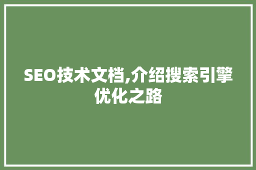 SEO技术文档,介绍搜索引擎优化之路