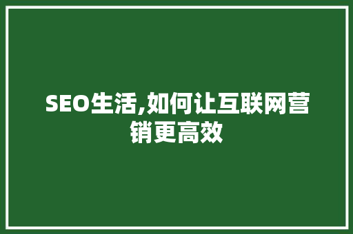 SEO生活,如何让互联网营销更高效 必应SEO