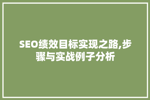 SEO绩效目标实现之路,步骤与实战例子分析 搜狗SEO