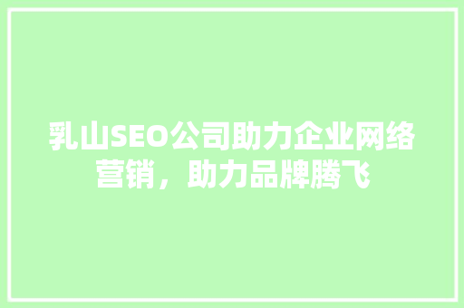 乳山SEO公司助力企业网络营销，助力品牌腾飞 百度SEO