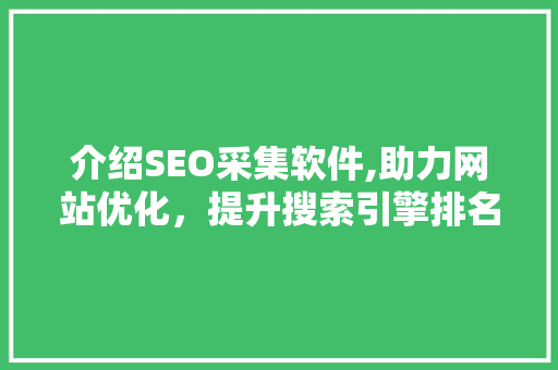 介绍SEO采集软件,助力网站优化，提升搜索引擎排名 GoogleSEO
