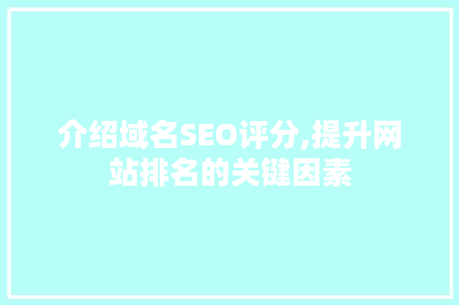 介绍域名SEO评分,提升网站排名的关键因素 百度SEO