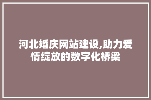 河北婚庆网站建设,助力爱情绽放的数字化桥梁