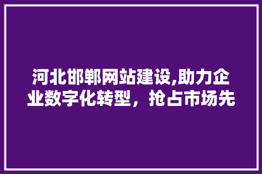 河北邯郸网站建设,助力企业数字化转型，抢占市场先机