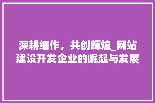 深耕细作，共创辉煌_网站建设开发企业的崛起与发展 搜狗SEO