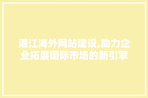 湛江海外网站建设,助力企业拓展国际市场的新引擎 必应SEO