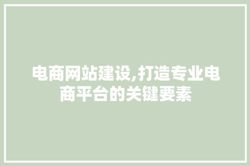 电商网站建设,打造专业电商平台的关键要素 必应SEO