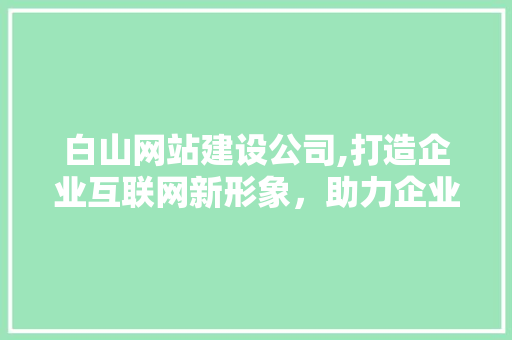 白山网站建设公司,打造企业互联网新形象，助力企业腾飞 神马SEO
