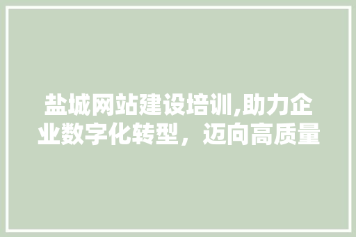 盐城网站建设培训,助力企业数字化转型，迈向高质量发展 搜狗SEO