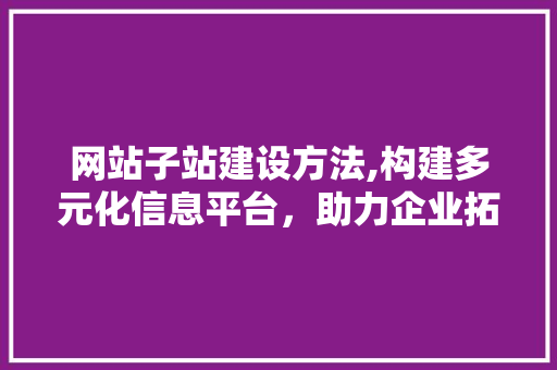 网站子站建设方法,构建多元化信息平台，助力企业拓展业务