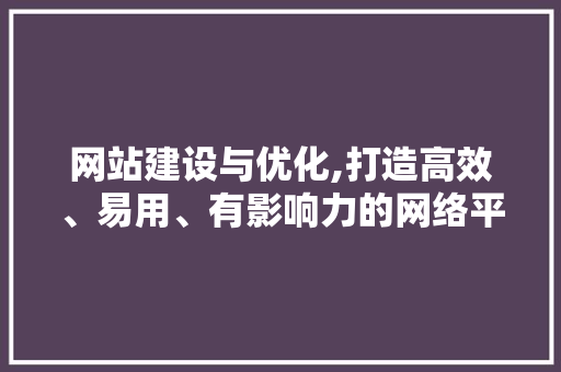 网站建设与优化,打造高效、易用、有影响力的网络平台 GoogleSEO