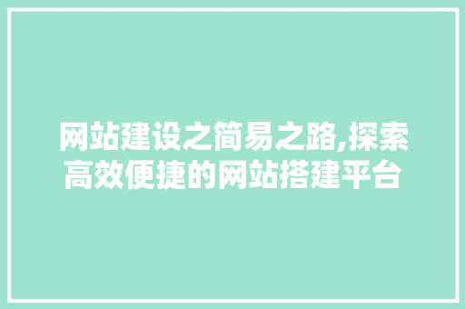 网站建设之简易之路,探索高效便捷的网站搭建平台 GoogleSEO