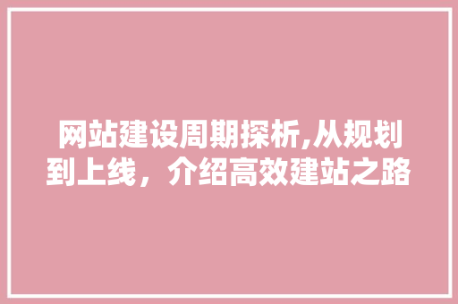 网站建设周期探析,从规划到上线，介绍高效建站之路 百度SEO