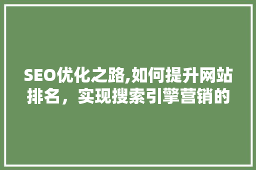 SEO优化之路,如何提升网站排名，实现搜索引擎营销的突破 搜狗SEO