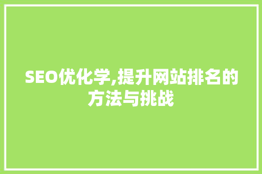 SEO优化学,提升网站排名的方法与挑战