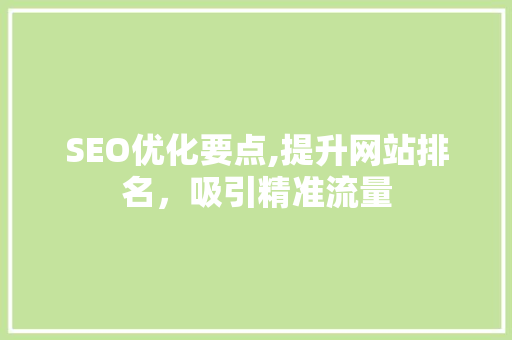 SEO优化要点,提升网站排名，吸引精准流量