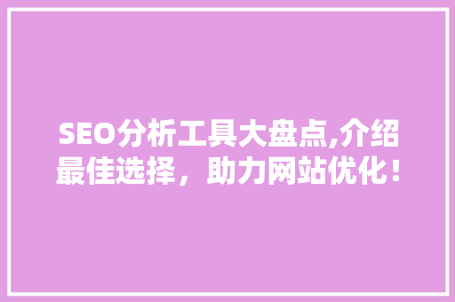 SEO分析工具大盘点,介绍最佳选择，助力网站优化！ 神马SEO