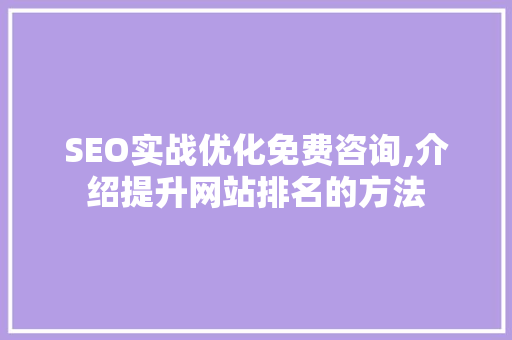 SEO实战优化免费咨询,介绍提升网站排名的方法 必应SEO