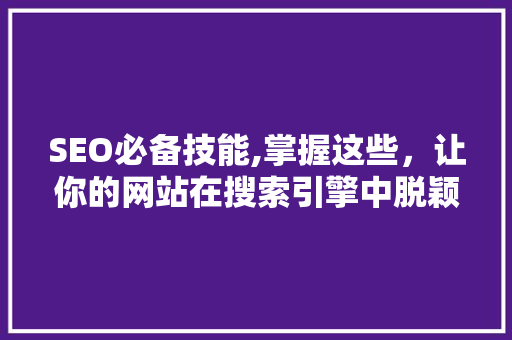 SEO必备技能,掌握这些，让你的网站在搜索引擎中脱颖而出 GoogleSEO
