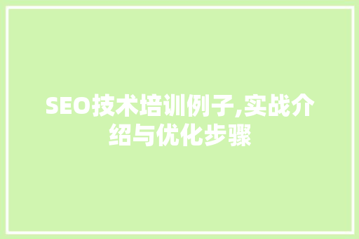 SEO技术培训例子,实战介绍与优化步骤