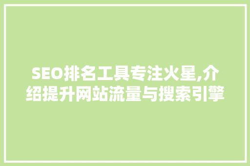 SEO排名工具专注火星,介绍提升网站流量与搜索引擎优化之路 必应SEO