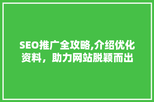 SEO推广全攻略,介绍优化资料，助力网站脱颖而出 GoogleSEO