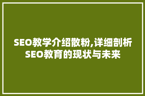 SEO教学介绍散粉,详细剖析SEO教育的现状与未来 必应SEO