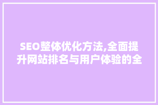 SEO整体优化方法,全面提升网站排名与用户体验的全方位步骤 GoogleSEO