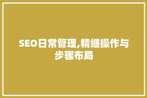 SEO日常管理,精细操作与步骤布局