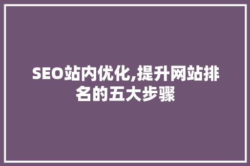 SEO站内优化,提升网站排名的五大步骤