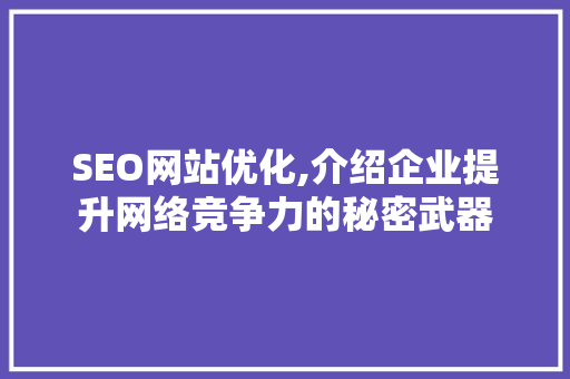 SEO网站优化,介绍企业提升网络竞争力的秘密武器 神马SEO