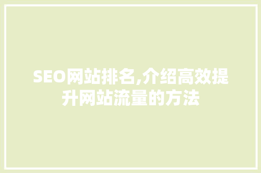 SEO网站排名,介绍高效提升网站流量的方法