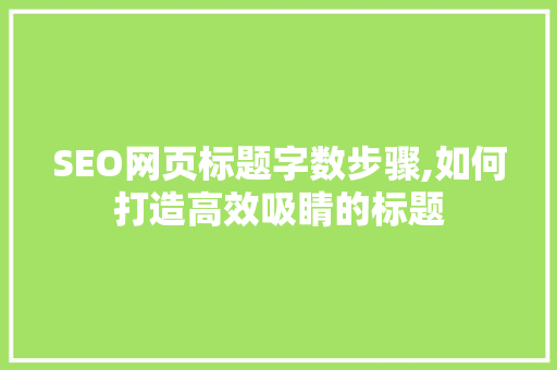 SEO网页标题字数步骤,如何打造高效吸睛的标题 搜狗SEO