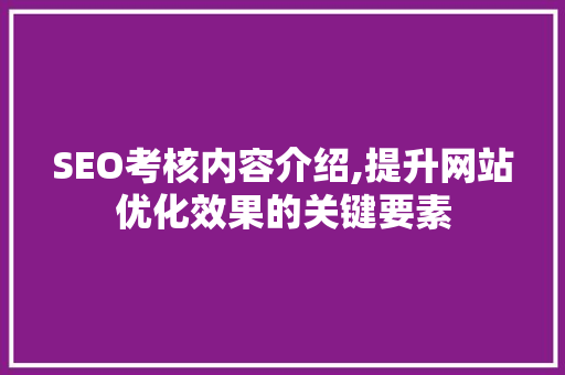 SEO考核内容介绍,提升网站优化效果的关键要素 百度SEO
