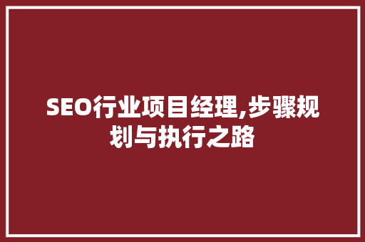 SEO行业项目经理,步骤规划与执行之路 神马SEO